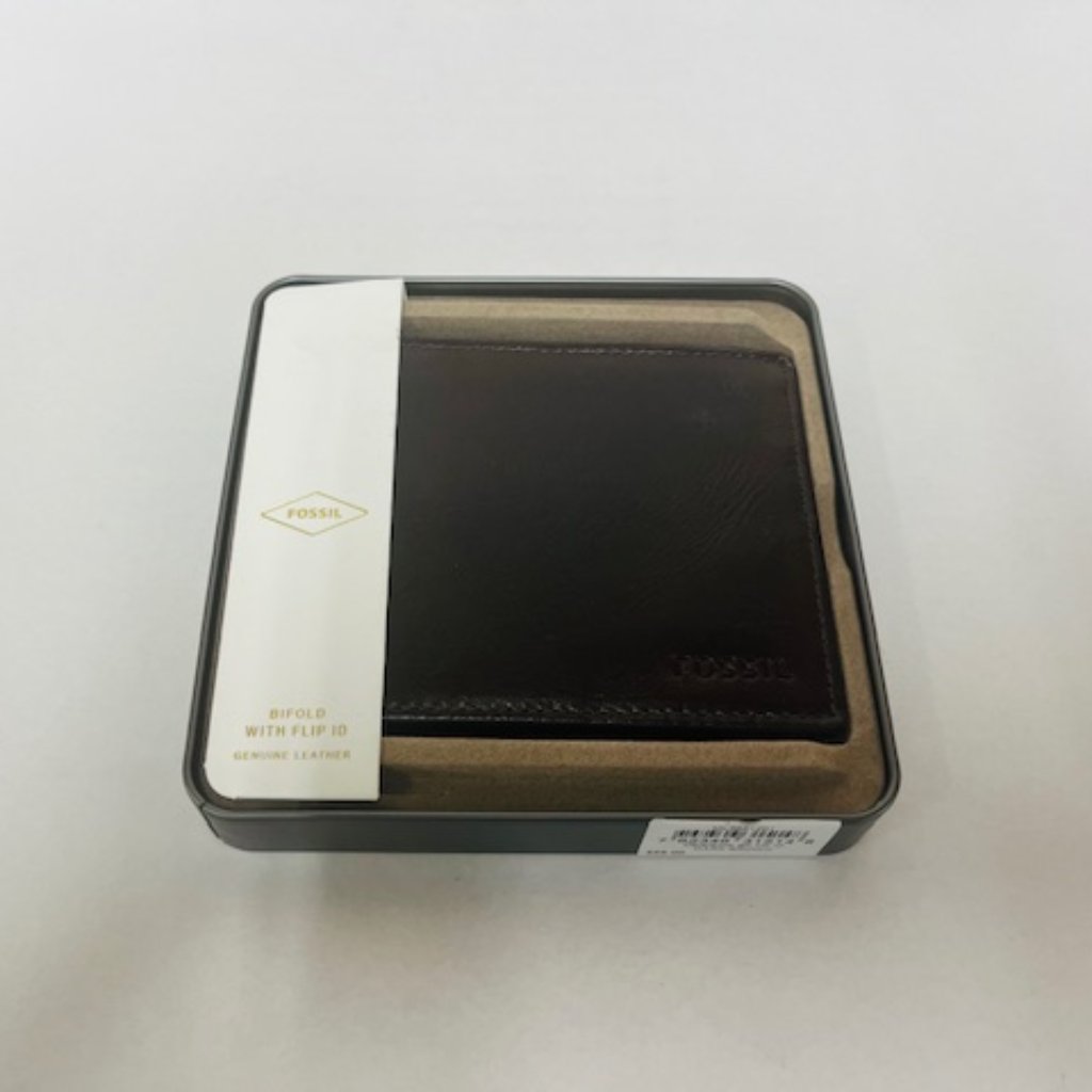 Fossil Derrick Leather Rfid Bifold With Flip Id Wallet In Dark Brown Ml3681201